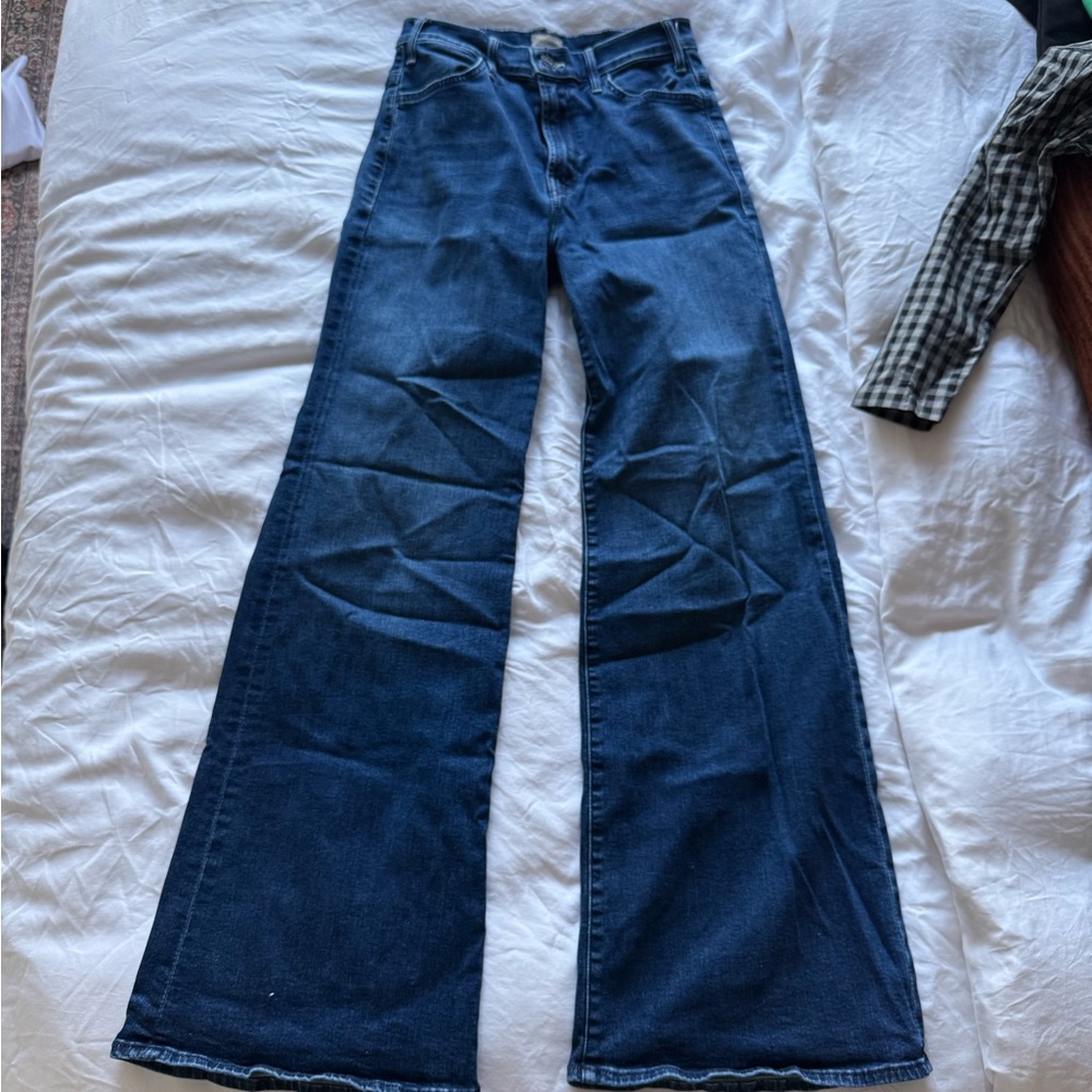 MOTHER Blue Flare Wide Leg Jeans